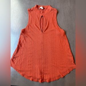 Free people sleeveless boho burnt orange cutout top